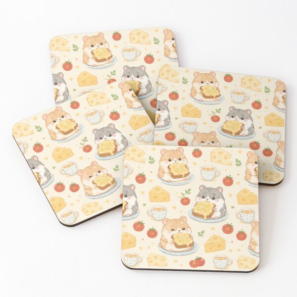 Item preview, Cute Hamster Cheese Toast Pattern | Kawaii Foodie Animal Design designed and sold by Soft Berry Studio.