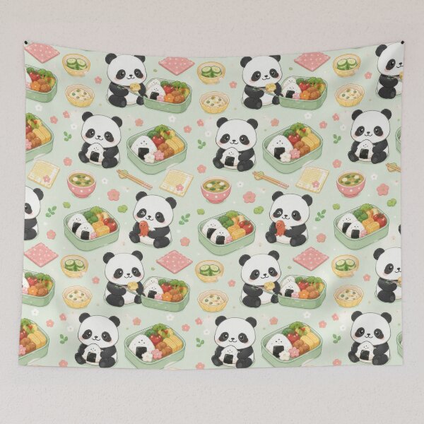 Item preview, Cute Panda Rice Ball Bento Pattern | Kawaii Japanese Food Design designed and sold by Soft Berry Studio.