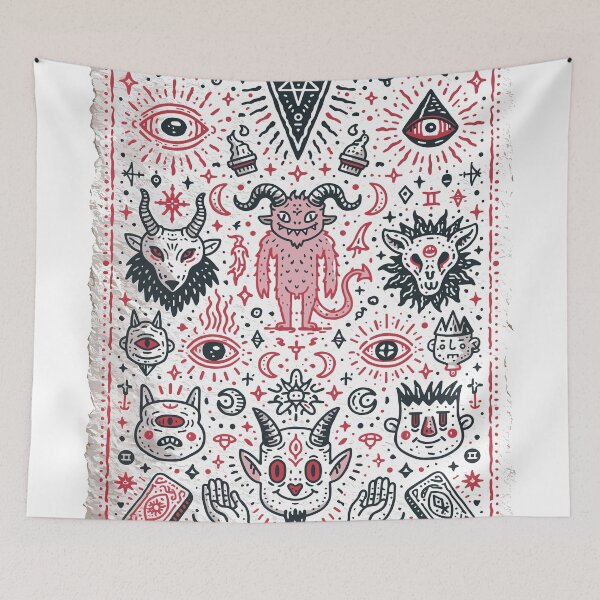 Item preview, Gothic Occult Satanic Demon Hand Drawn Art designed and sold by Romgora.