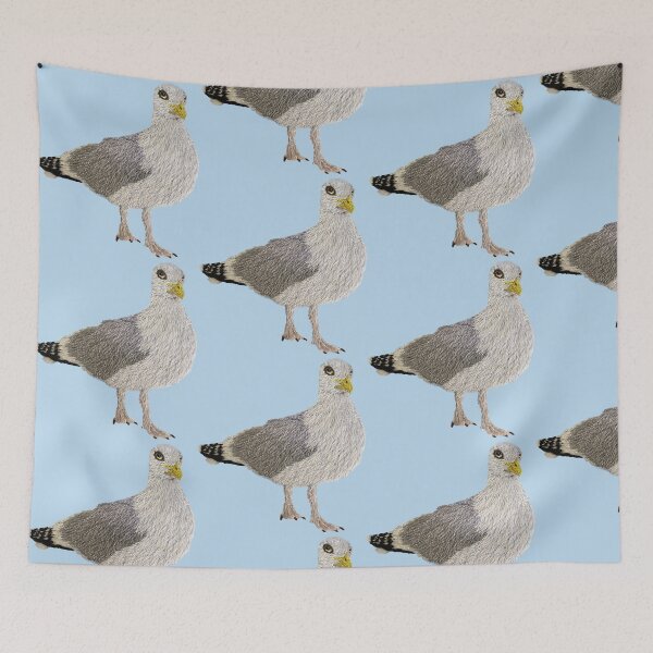 Item preview, Herring gull-handembroidered designed and sold by Alsa.handembroidery.