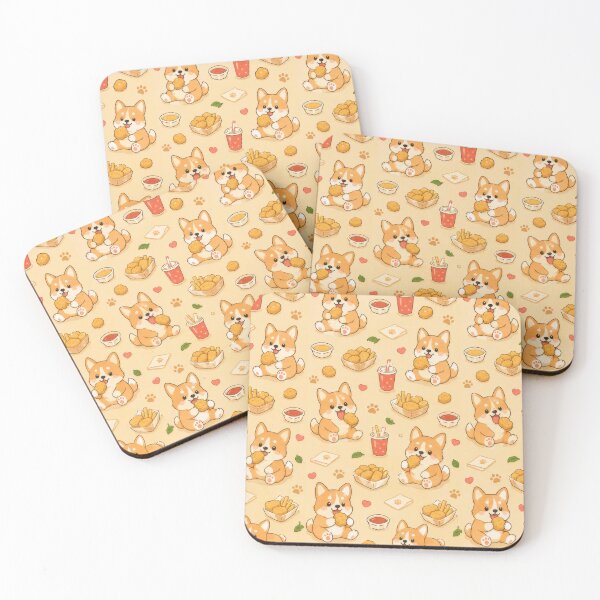 Item preview, Cute Corgi Chicken Nugget Pattern | Kawaii Snack Food Design designed and sold by Soft Berry Studio.