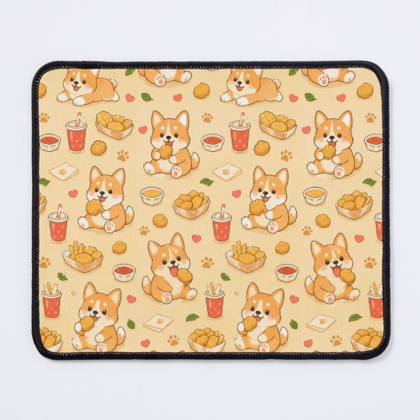 Item preview, Cute Corgi Chicken Nugget Pattern | Kawaii Snack Food Design designed and sold by Soft Berry Studio.