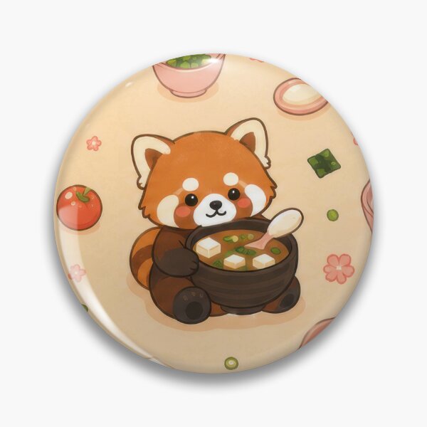 Item preview, Cute Red Panda Miso Soup Pattern | Kawaii Japanese Food Design designed and sold by Soft Berry Studio.