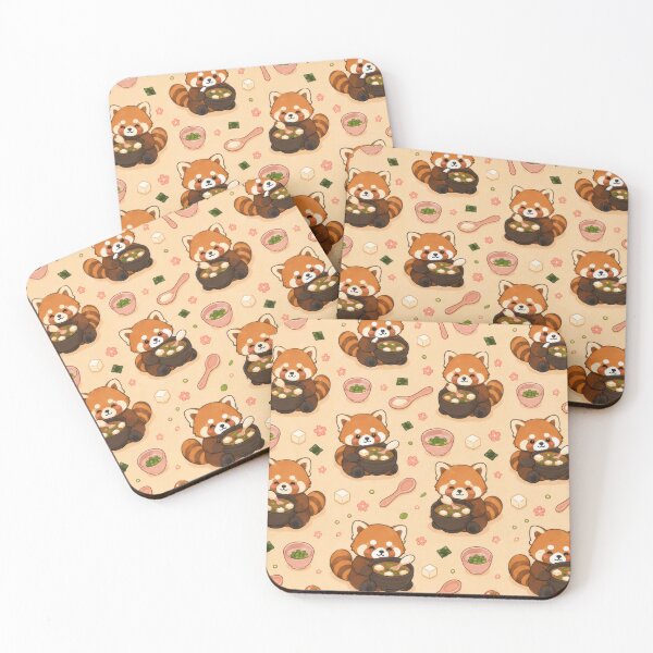 Item preview, Cute Red Panda Miso Soup Pattern | Kawaii Japanese Food Design designed and sold by Soft Berry Studio.