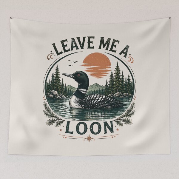 Item preview, Vintage Loon Lake Nature, Retro Wildlife Bird, Forest Lake Landscape, Outdoor Gift designed and sold by Cchotlan.