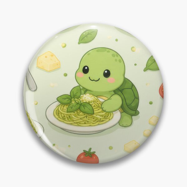 Item preview, Cute Turtle Pesto Pasta Pattern | Kawaii Foodie Animal Design designed and sold by Soft Berry Studio.
