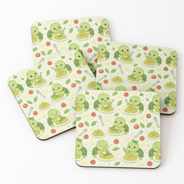 Item preview, Cute Turtle Pesto Pasta Pattern | Kawaii Foodie Animal Design designed and sold by Soft Berry Studio.