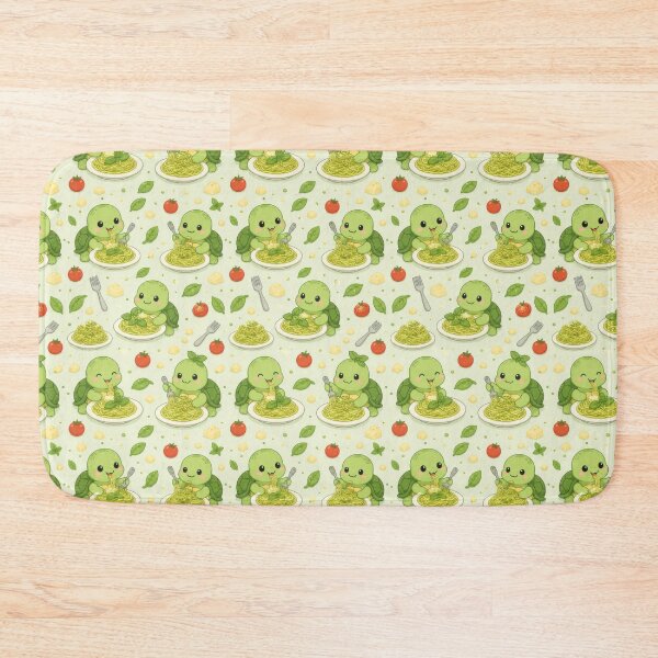 Item preview, Cute Turtle Pesto Pasta Pattern | Kawaii Foodie Animal Design designed and sold by Soft Berry Studio.