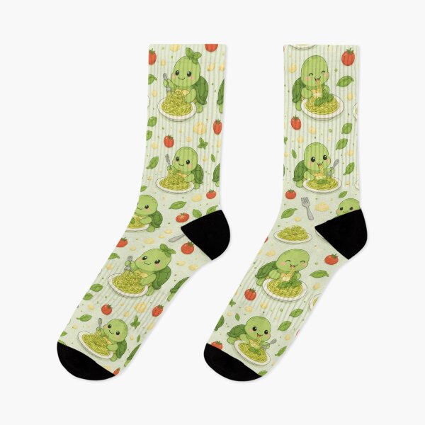 Item preview, Cute Turtle Pesto Pasta Pattern | Kawaii Foodie Animal Design designed and sold by Soft Berry Studio.
