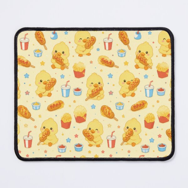 Item preview, Cute Duckling Corn Dog Pattern | Kawaii Street Food Design designed and sold by Soft Berry Studio.