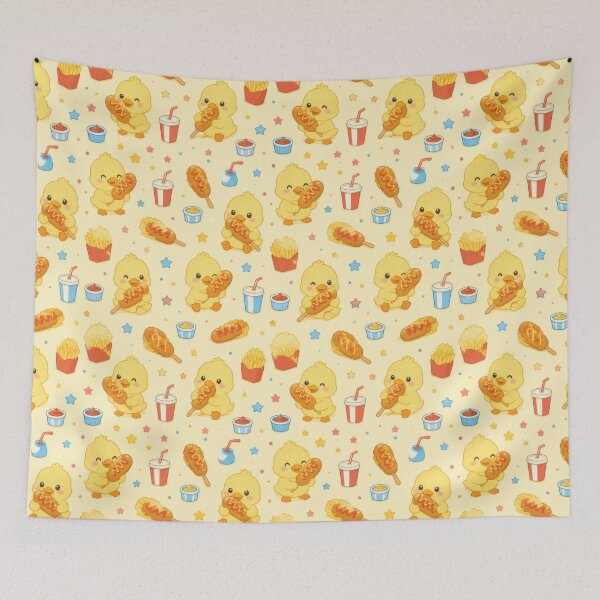 Item preview, Cute Duckling Corn Dog Pattern | Kawaii Street Food Design designed and sold by Soft Berry Studio.