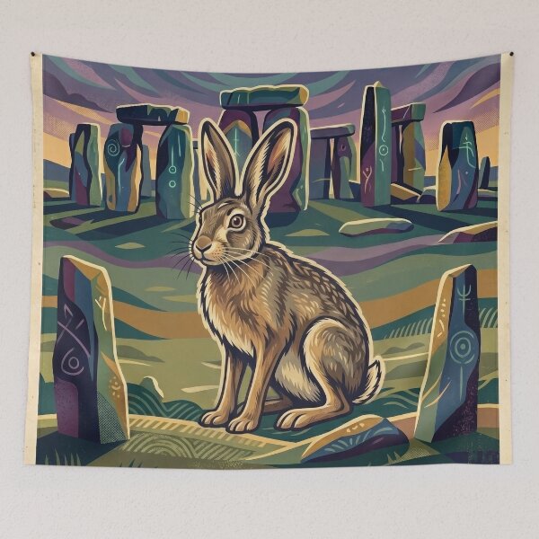 Item preview, Vintage Stonehenge Hare Travel Art designed and sold by ZUMERI.