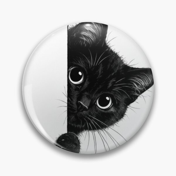 Item preview, Curious Peeking Black Cat Illustration designed and sold by Ak-art-shop.