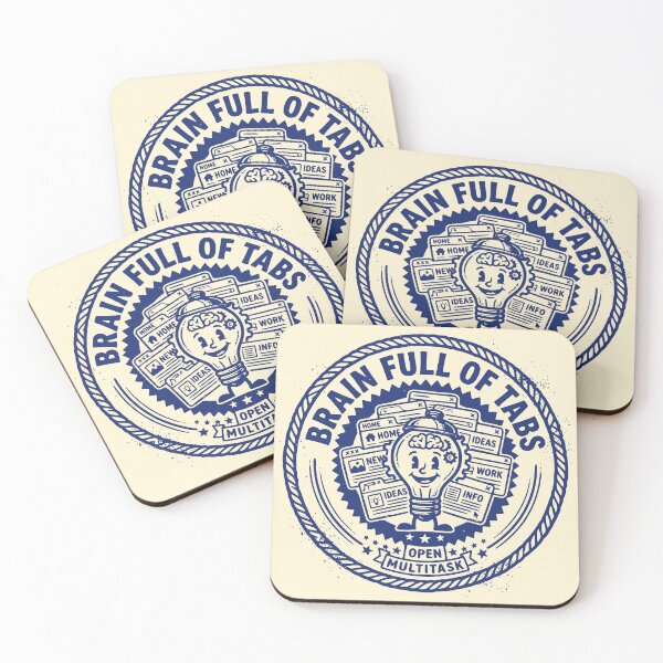 Item preview, Brain Full of Tabs Funny Teacher Vintage Badge designed and sold by 89shirts.