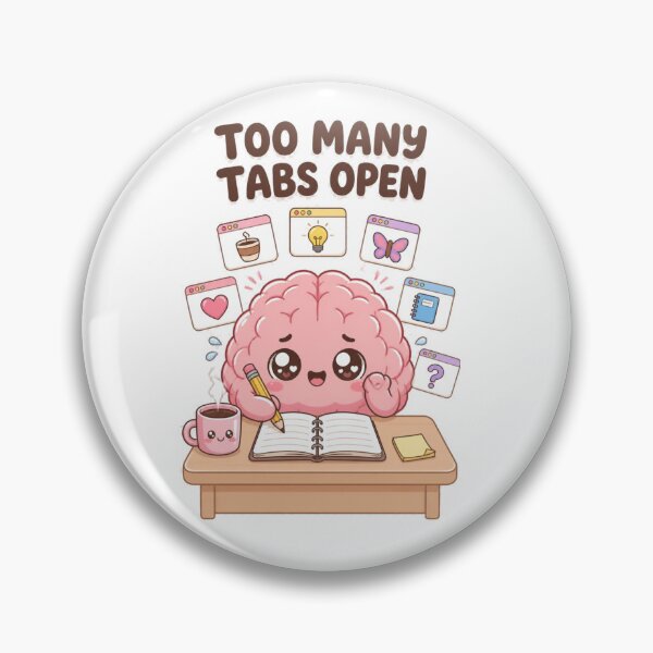 Item preview, Too Many Tabs Open – Cute Funny Brain Cartoon Sticker designed and sold by Kiinaaa.