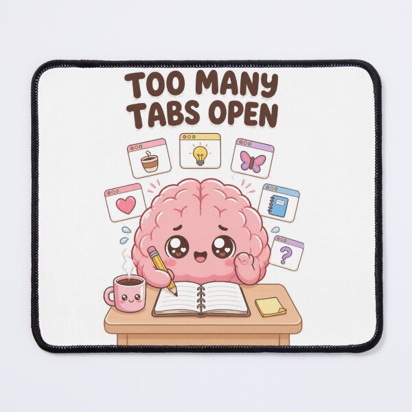 Item preview, Too Many Tabs Open – Cute Funny Brain Cartoon Sticker designed and sold by Kiinaaa.