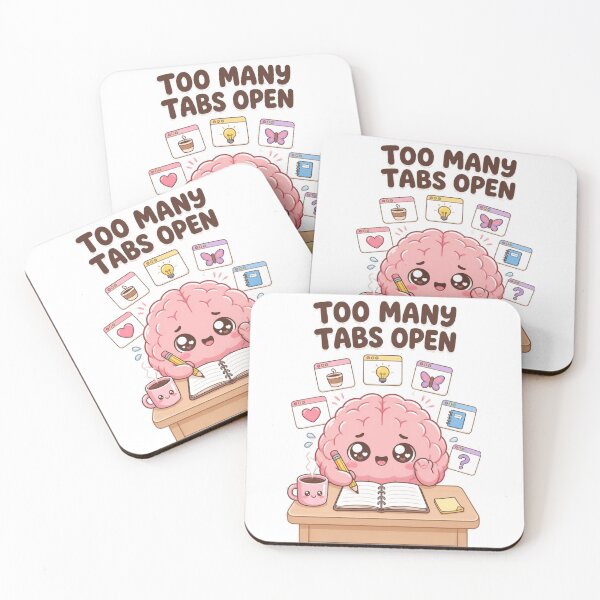 Item preview, Too Many Tabs Open – Cute Funny Brain Cartoon Sticker designed and sold by Kiinaaa.