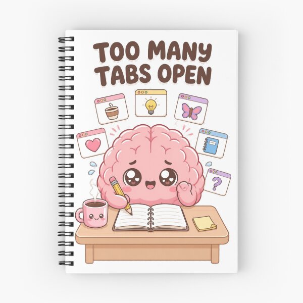 Item preview, Too Many Tabs Open – Cute Funny Brain Cartoon Sticker designed and sold by Kiinaaa.