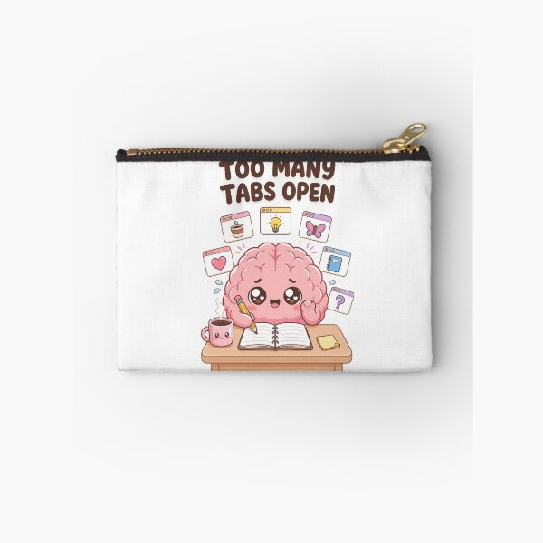 Item preview, Too Many Tabs Open – Cute Funny Brain Cartoon Sticker designed and sold by Kiinaaa.