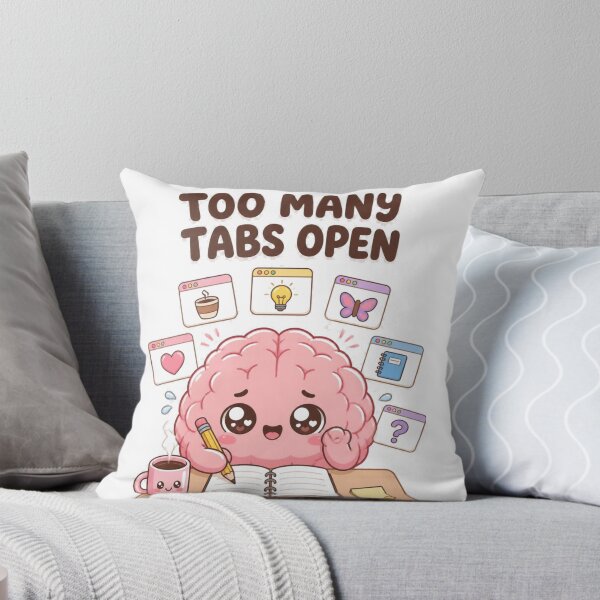 Item preview, Too Many Tabs Open – Cute Funny Brain Cartoon Sticker designed and sold by Kiinaaa.