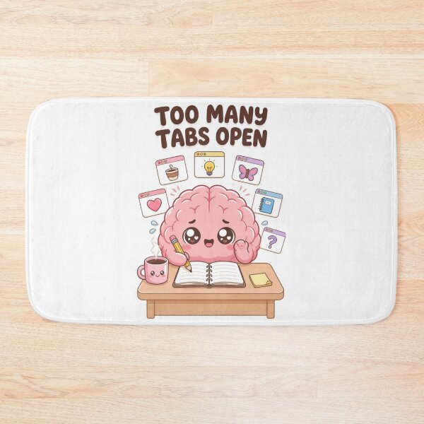 Item preview, Too Many Tabs Open – Cute Funny Brain Cartoon Sticker designed and sold by Kiinaaa.