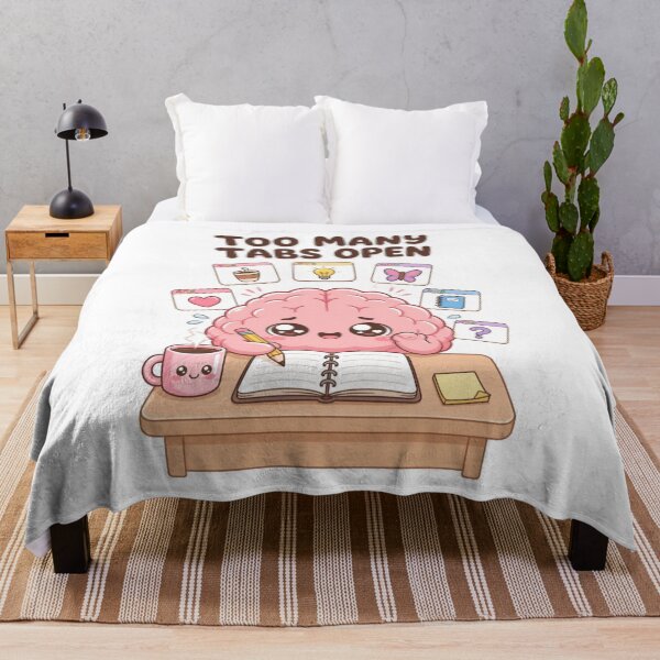 Item preview, Too Many Tabs Open – Cute Funny Brain Cartoon Sticker designed and sold by Kiinaaa.