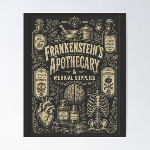 Item preview, Frankenstein’s Apothecary and Medical Supplies designed and sold by Reverie & Roses.