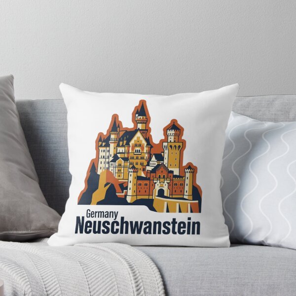 Item preview, Neuschwanstein Castle Bold Retro Graphic Art designed and sold by Inkworksbyshery.