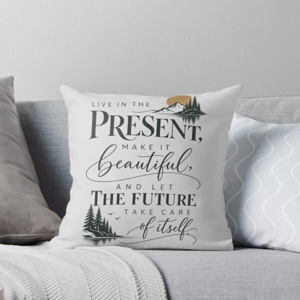 Item preview, Henry David Thoreau Quote Live In The Present Forest Typography Print designed and sold by QCena.