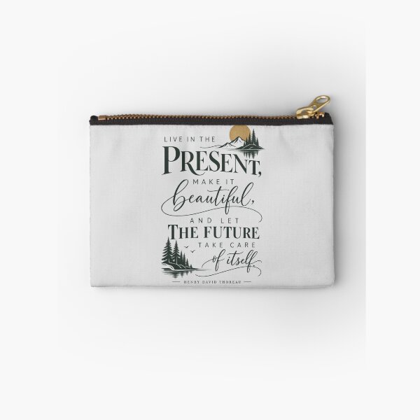 Item preview, Henry David Thoreau Quote Live In The Present Forest Typography Print designed and sold by QCena.