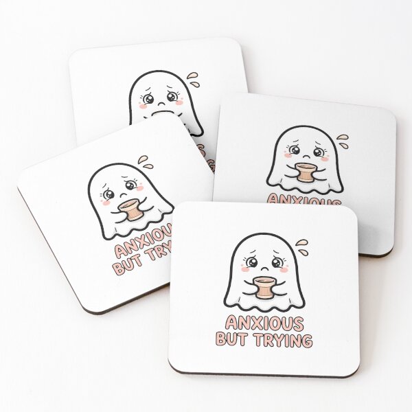 Item preview, Anxious But Trying - Cute Pastel Ghost Mental Health designed and sold by FBA.