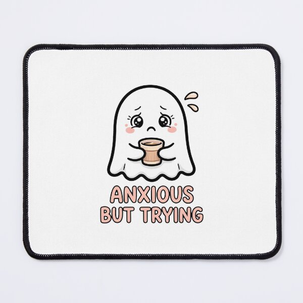 Item preview, Anxious But Trying - Cute Pastel Ghost Mental Health designed and sold by FBA.