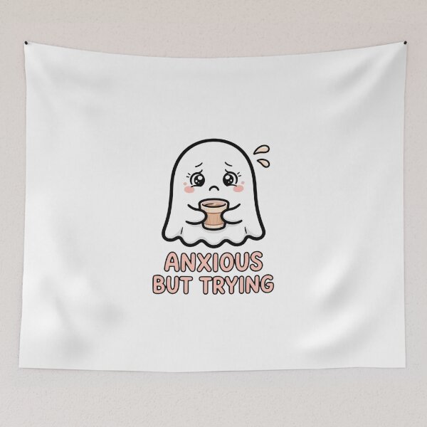 Item preview, Anxious But Trying - Cute Pastel Ghost Mental Health designed and sold by FBA.