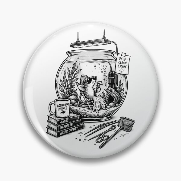 Item preview, Aquarium Keeper Fish Bowl Line Art designed and sold by CrestlineDesign.