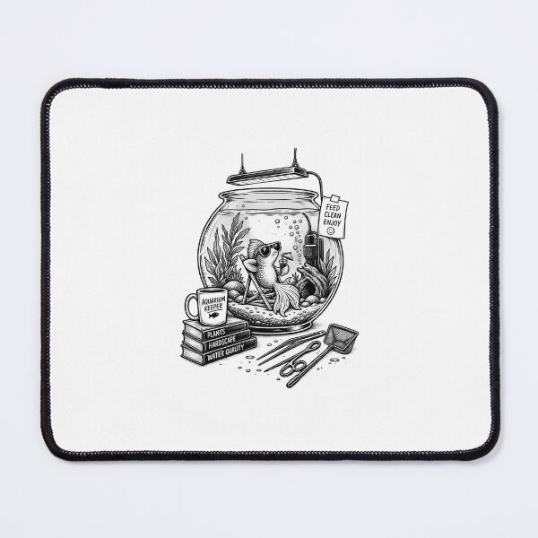 Item preview, Aquarium Keeper Fish Bowl Line Art designed and sold by CrestlineDesign.