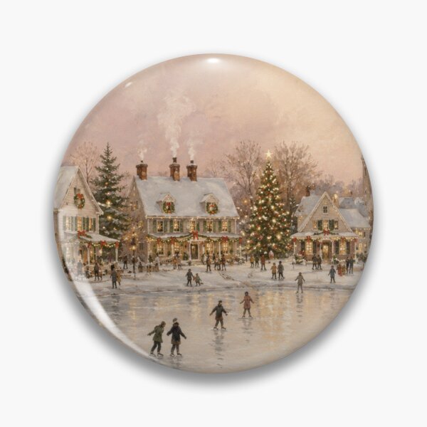 Item preview, Nostalgic Christmas Village Ice Skating Winter Art designed and sold by GSizzle1.
