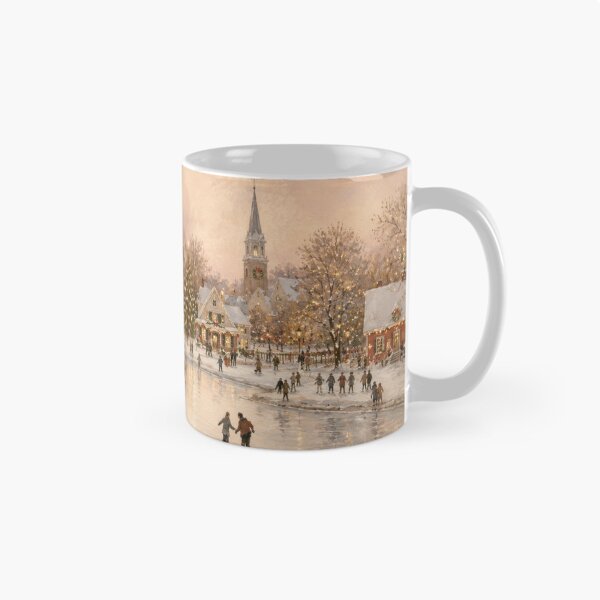 Item preview, Nostalgic Christmas Village Ice Skating Winter Art designed and sold by GSizzle1.