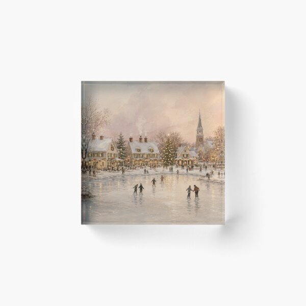 Item preview, Nostalgic Christmas Village Ice Skating Winter Art designed and sold by GSizzle1.