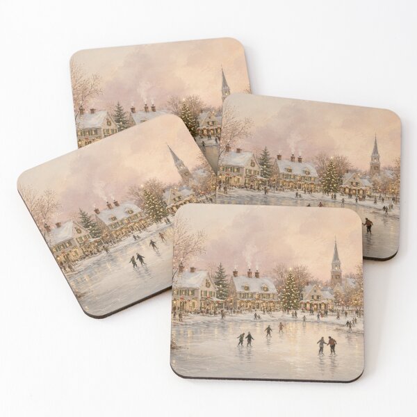 Item preview, Nostalgic Christmas Village Ice Skating Winter Art designed and sold by GSizzle1.