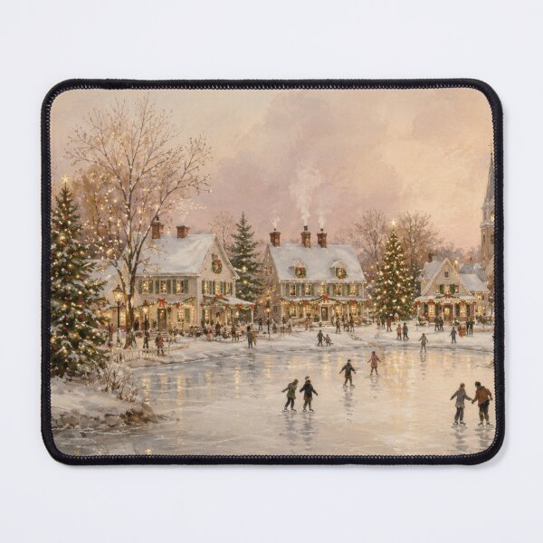 Item preview, Nostalgic Christmas Village Ice Skating Winter Art designed and sold by GSizzle1.