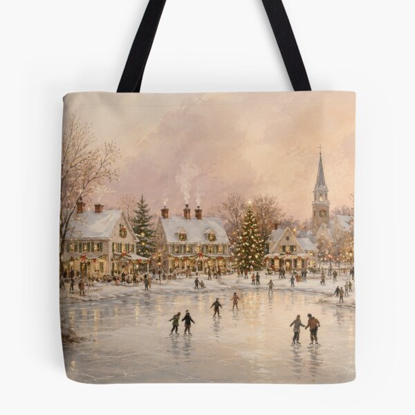 Item preview, Nostalgic Christmas Village Ice Skating Winter Art designed and sold by GSizzle1.