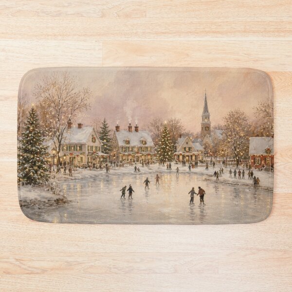 Item preview, Nostalgic Christmas Village Ice Skating Winter Art designed and sold by GSizzle1.
