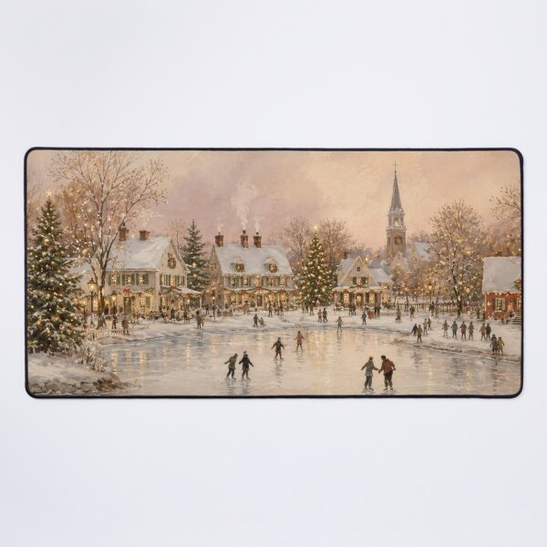 Item preview, Nostalgic Christmas Village Ice Skating Winter Art designed and sold by GSizzle1.