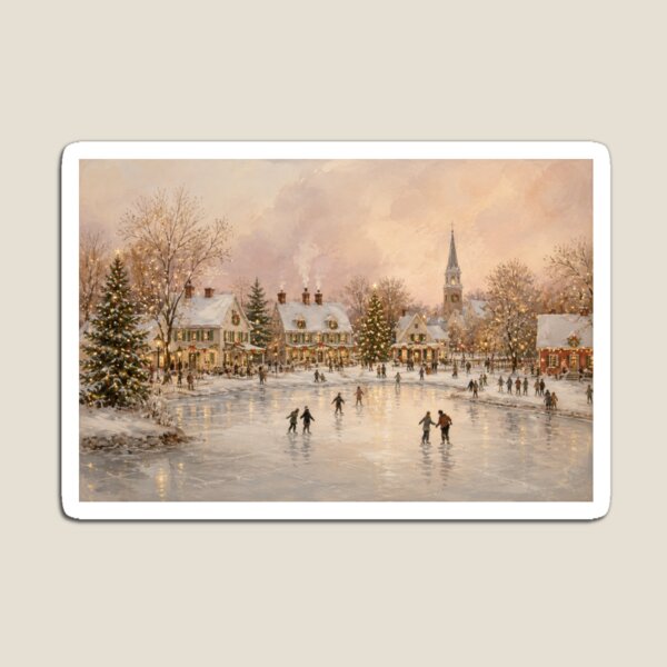 Item preview, Nostalgic Christmas Village Ice Skating Winter Art designed and sold by GSizzle1.