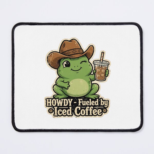 Item preview, Howdy Fueled By Iced Coffee - Funny Cowboy Frog Meme designed and sold by FBA.