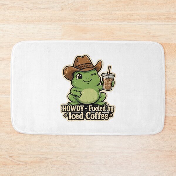 Item preview, Howdy Fueled By Iced Coffee - Funny Cowboy Frog Meme designed and sold by FBA.
