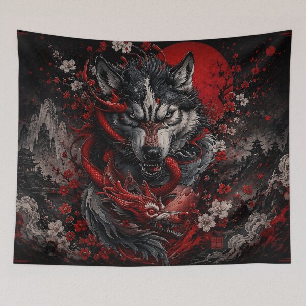Item preview, Wolf & Dragon Spirit | Eternal Warrior designed and sold by Fei Long Design Hub.