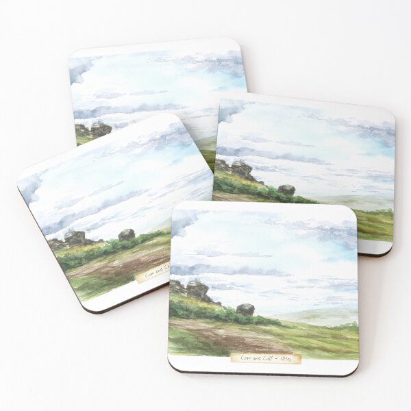 Item preview, Cow and Calf Rocks Ilkley Moor Watercolor Painting designed and sold by OnHeathAndMoor.