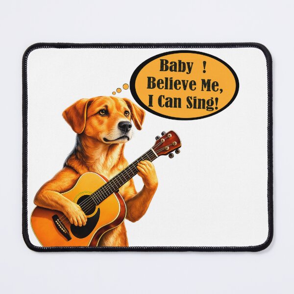 Item preview, Funny Guitar Dog – Believe Me, I Can Sing designed and sold by say_li03.