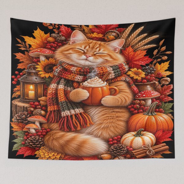 Item preview, Cozy Pumpkin Spice Orange Cat designed and sold by ASWIN STUDIO.